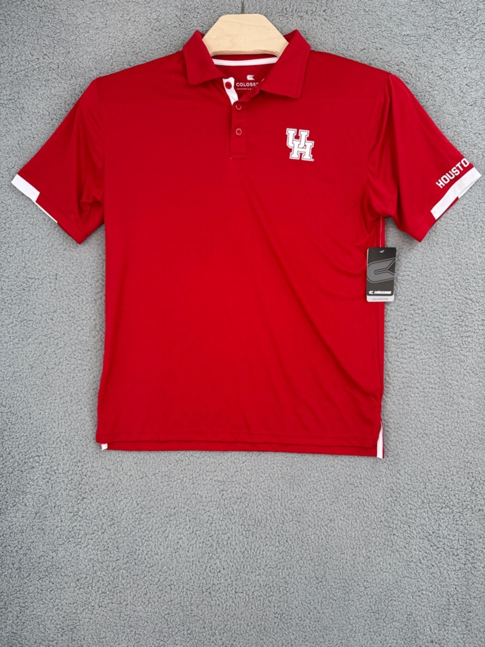 Houston Cougars Colosseum Mens Large short sleeve polo shirt Red with White Trim